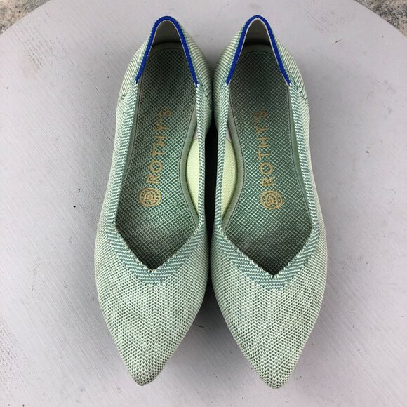 Rothy's Women's Size 6.5 The Point Mint Green Pointed Toe Slip On Ballet Flats - Picture 3 of 13